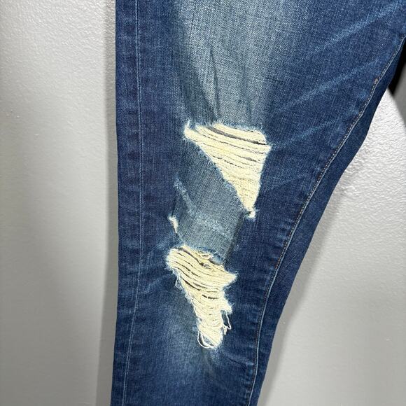 Frame Denim Le Garcon Dark Wash Distressed Boyfriend Jeans - Size 25 - Mid Rise - Picture 3 of 10